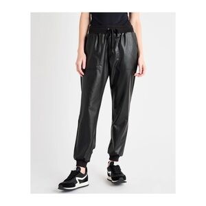 NWT Spendid Black Faux Vegan Leather Joggers